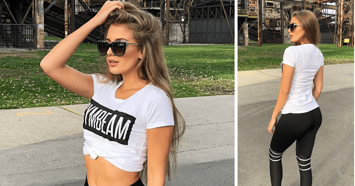 Дамска тениска Box Logo White Black - GymBeam