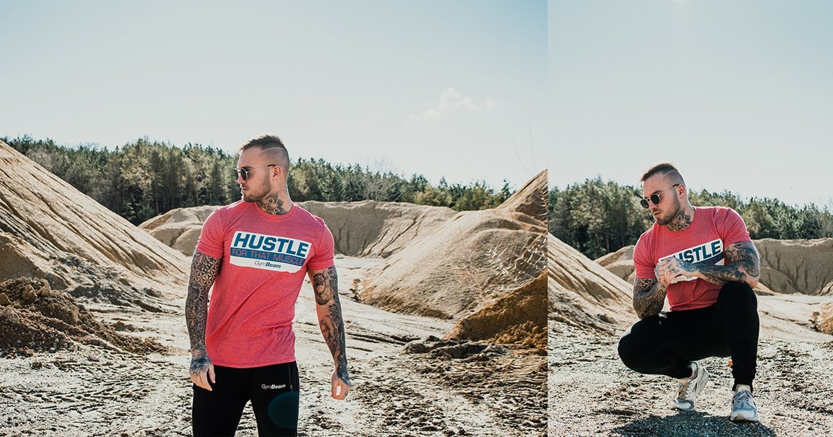 Тениска Hustle For That Muscle Heather Red - GymBeam