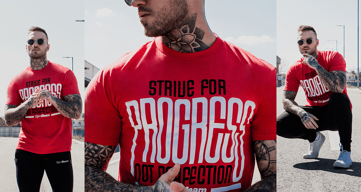 Тениска Progress Red - GymBeam