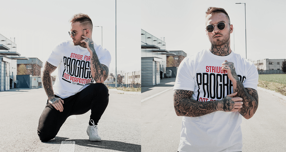 Тениска Progress White - Gymbeam