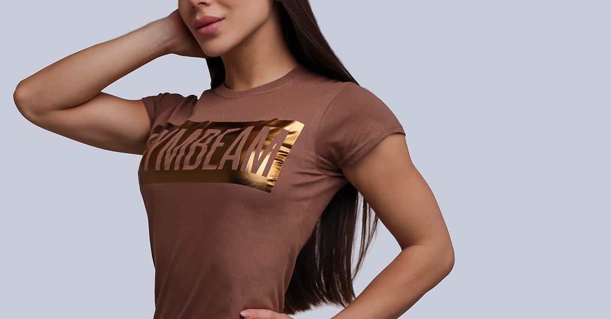 Дамска тениска Box Logo Brown Bronze - GymBeam