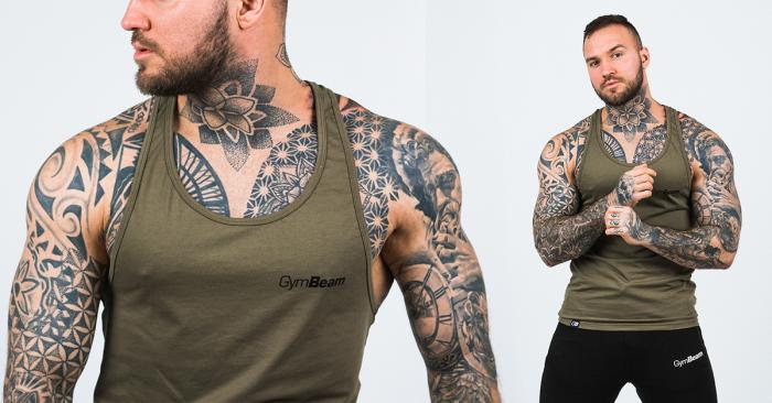Потник Stringer Tank Top Heather Olive Green - GymBeam