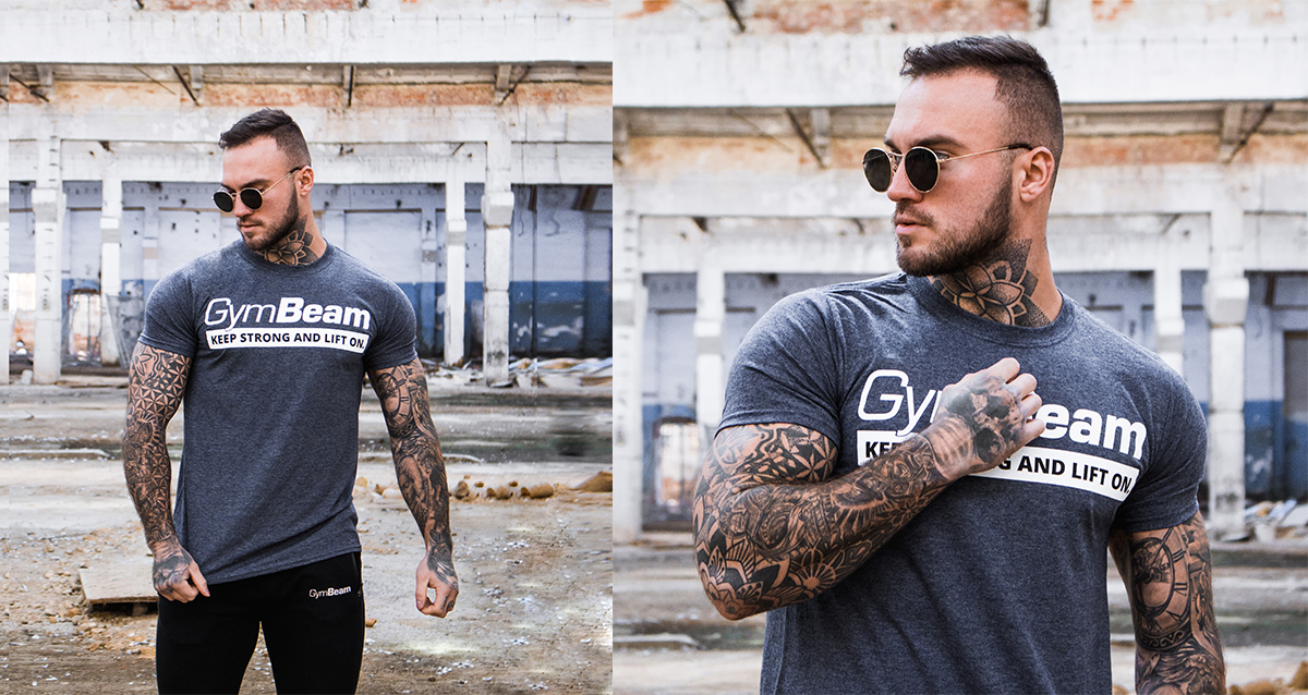 Тениска Keep Strong Heather Navy - GymBeam