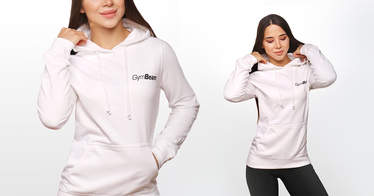 Дамски суичър PRO Hoodie White - GymBeam