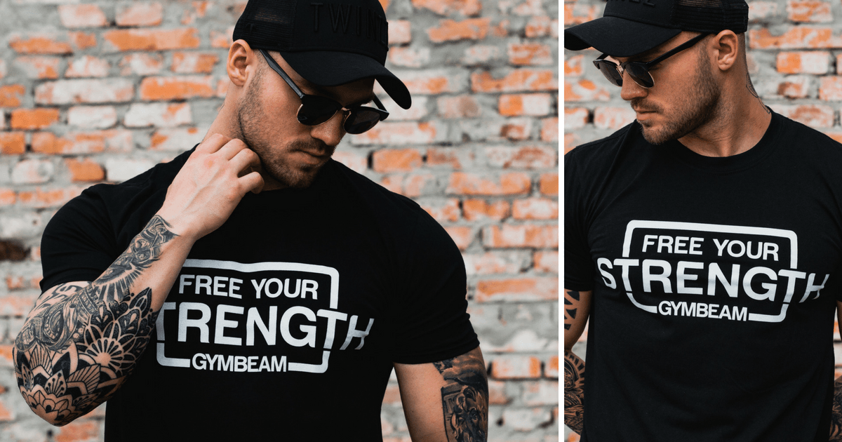Тениска Free Your Strength Black White - GymBeam
