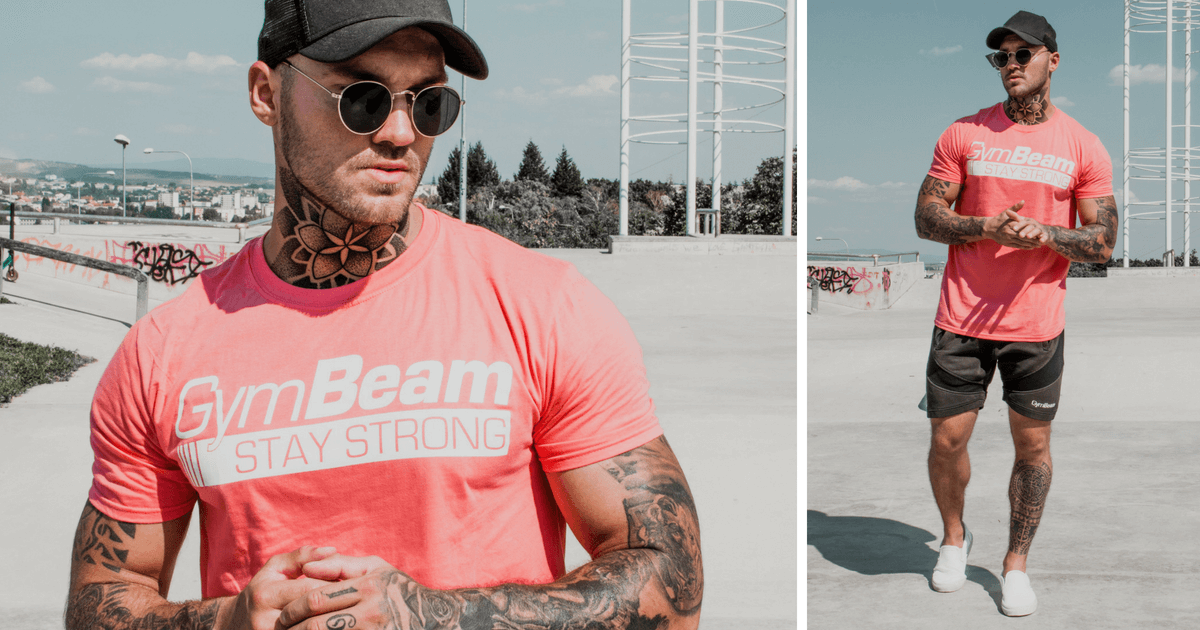 Тениска Stay Strong Coral - Gymbeam